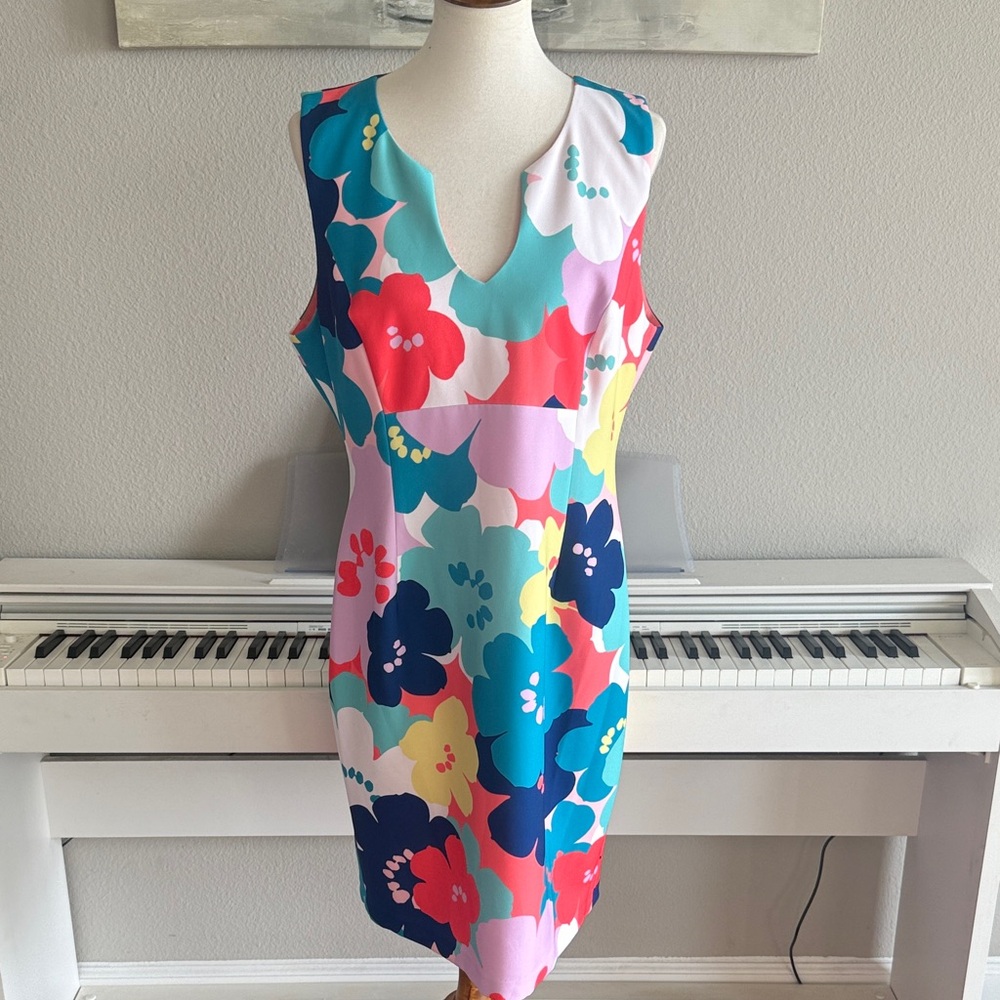 Trina Turk Lined Vibrant Bold Print Floral Dress - Multicolor Sz 14 - Picture 3 of 15